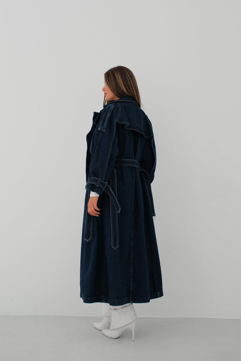 Navy Denim Trench Coat