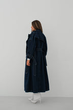 Navy Denim Trench Coat