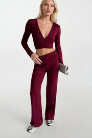 Burgundy Wrap Blouse