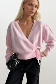 Pink Crossover Knit Cardigan