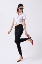 Ribbon Detail Crop White Shirt