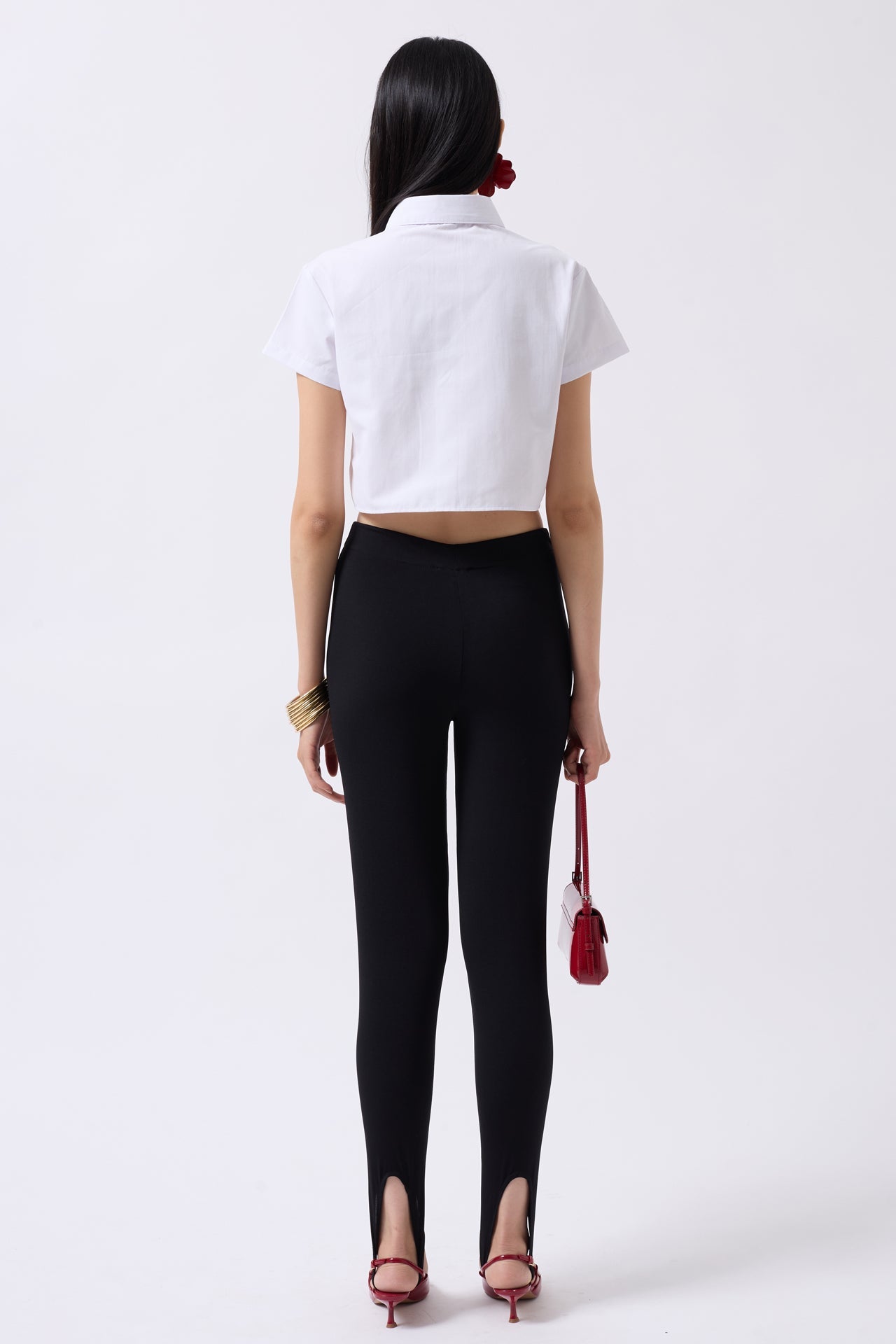 Ribbon Detail Crop White Shirt