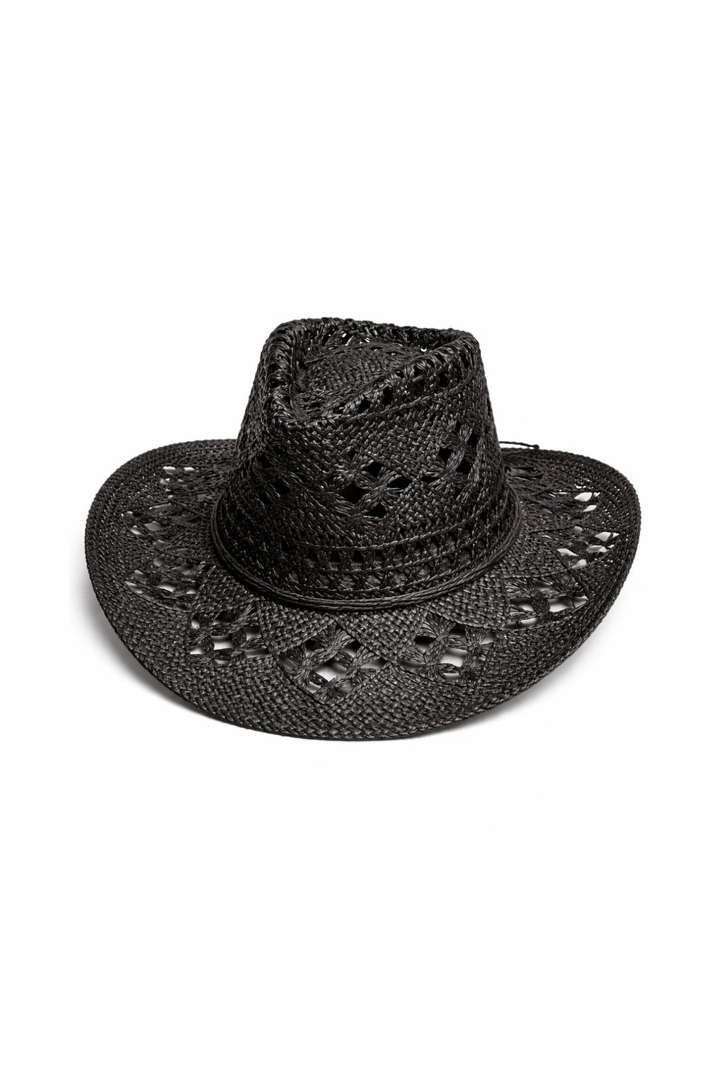 Ribbon Detail Straw Fedora Black Hat
