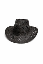 Ribbon Detail Straw Fedora Black Hat