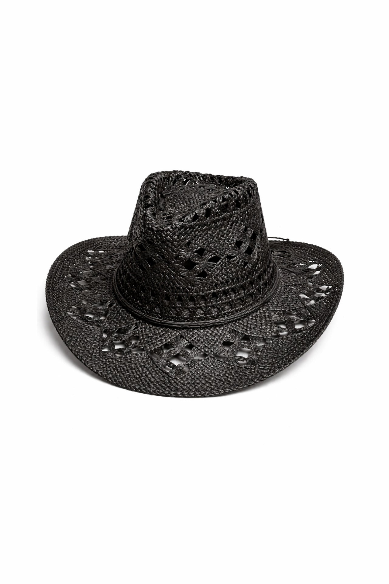 Ribbon Detail Straw Fedora Black Hat