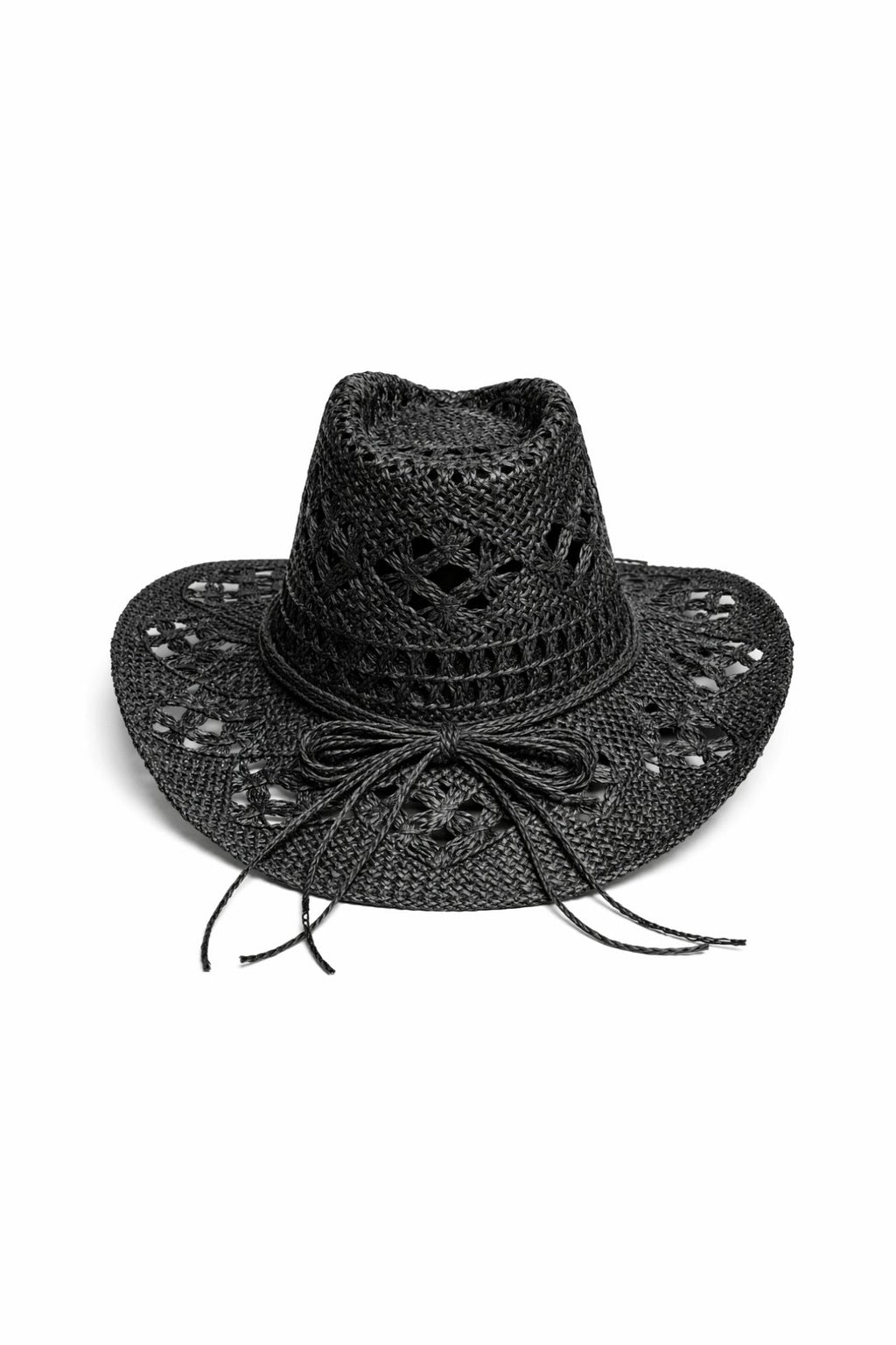 Ribbon Detail Straw Fedora Black Hat