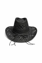 Ribbon Detail Straw Fedora Black Hat