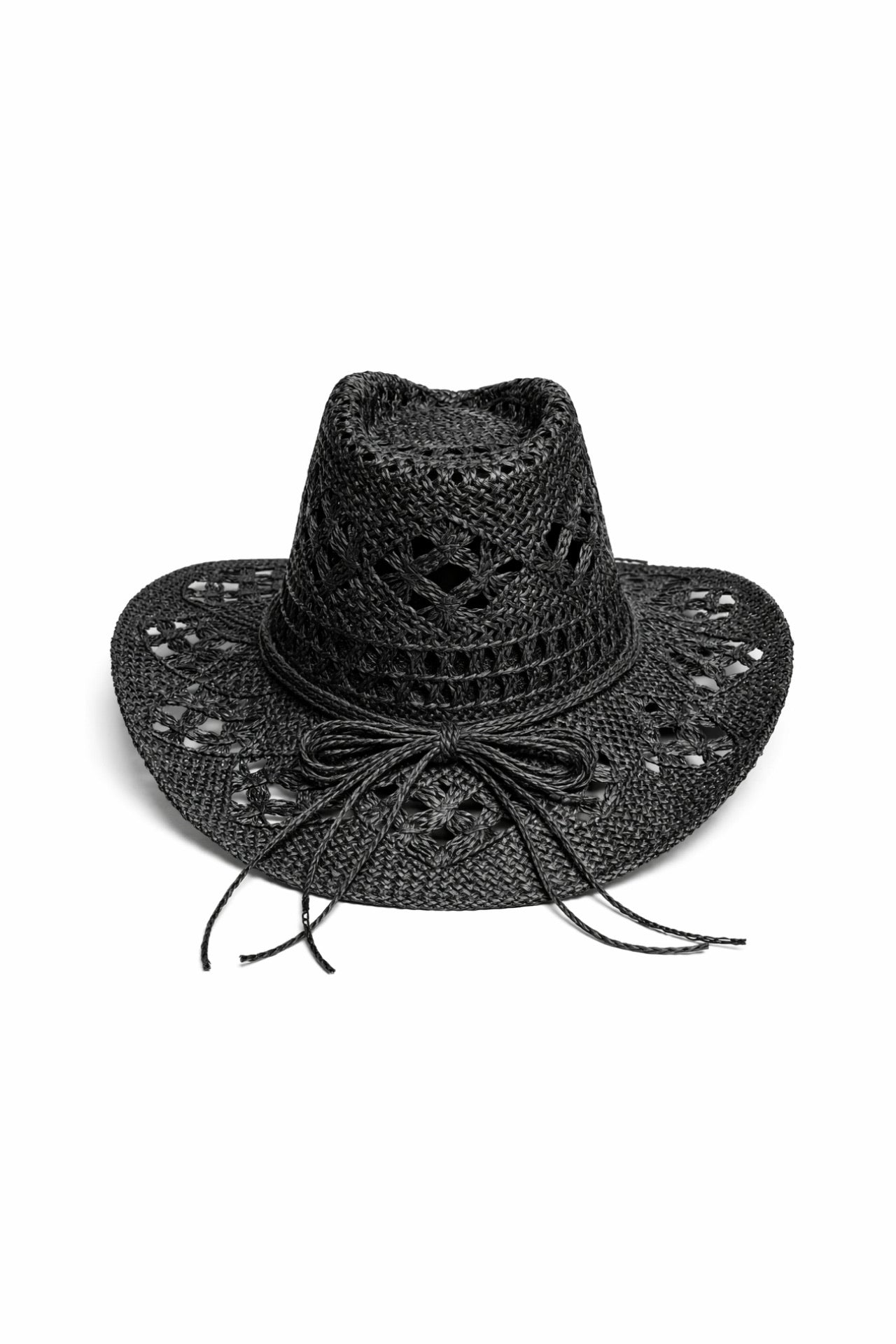 Ribbon Detail Straw Fedora Black Hat