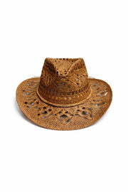 Ribbon Detail Straw Brown Fedora Hat
