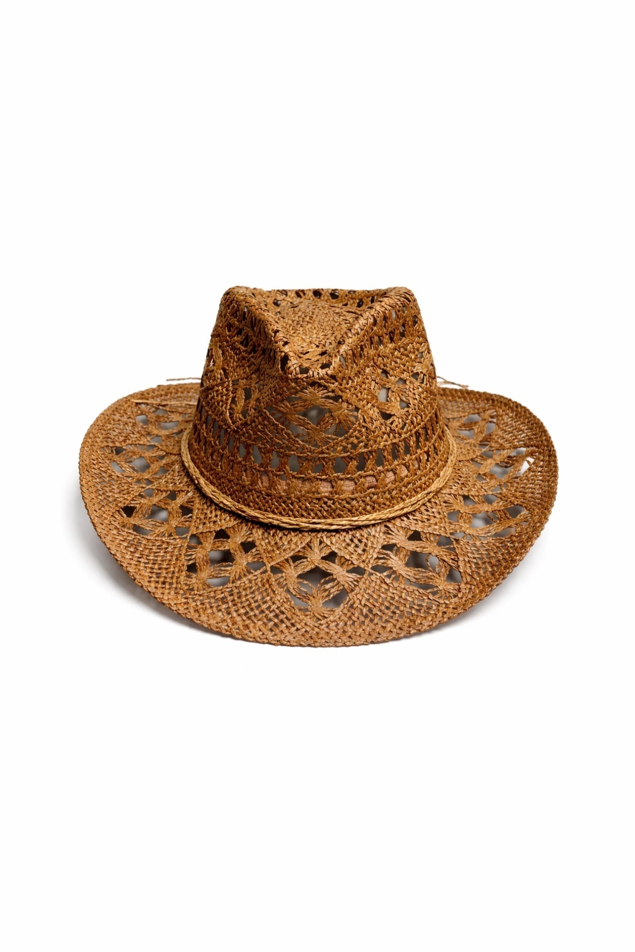 Bow Detail Straw Brown Fedora Hat