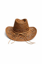Bow Detail Straw Brown Fedora Hat