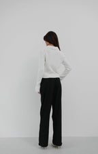Fur Coat Detailed Zip-Up Ecru Knit Cardigan