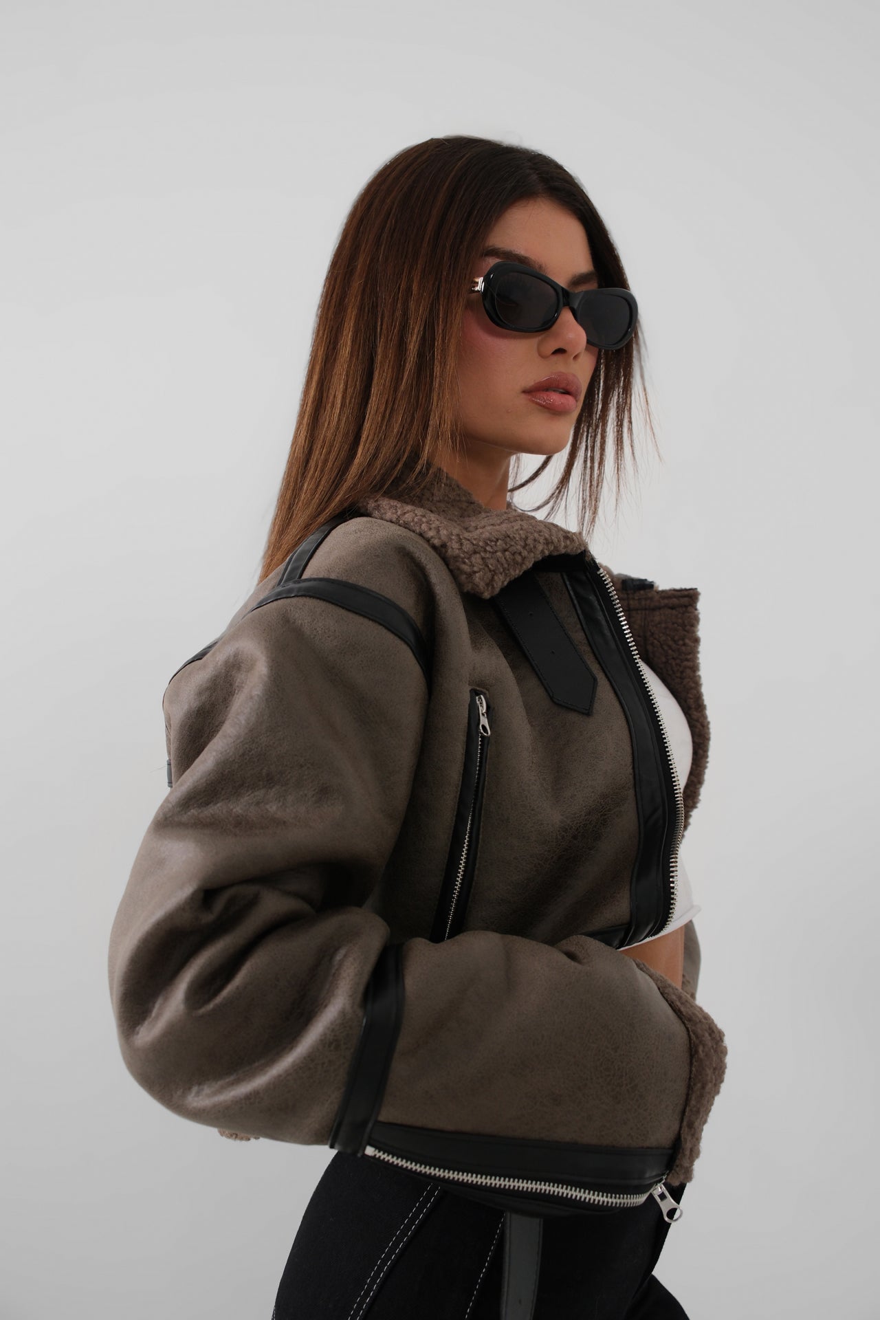 Fur-Lined Leather Smoke Coat