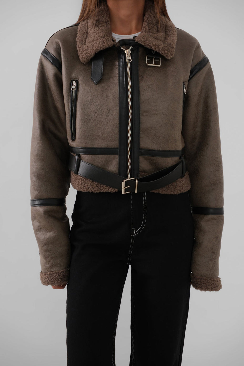 Fur-Lined Leather Smoke Coat