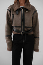 Fur-Lined Leather Smoke Coat