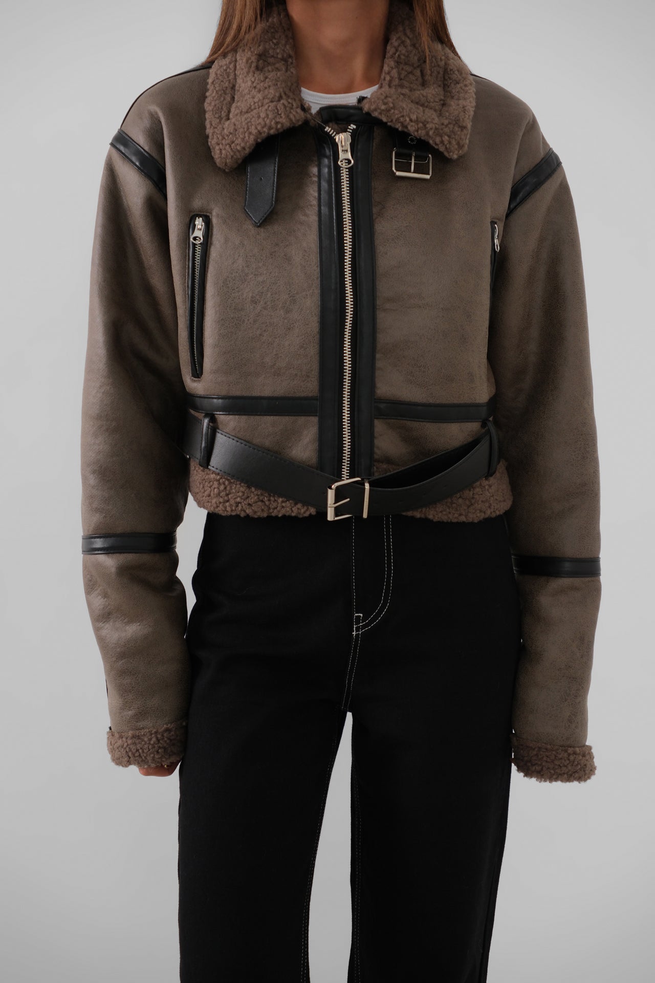 Fur-Lined Leather Smoke Coat