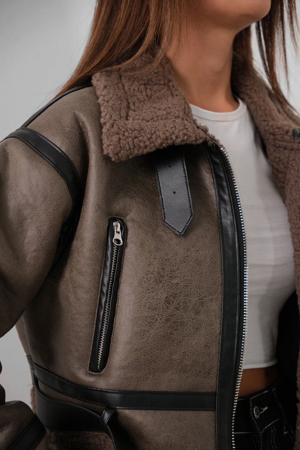Fur-Lined Leather Smoke Coat