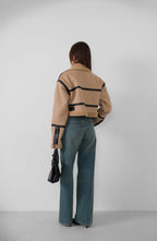 Fur-Lined Leather Tan Coat
