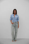 Sash Detail High Waist Light Blue Jeans