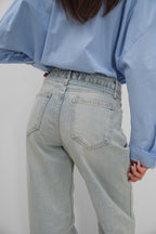 Sash Detail High Waist Light Blue Jeans