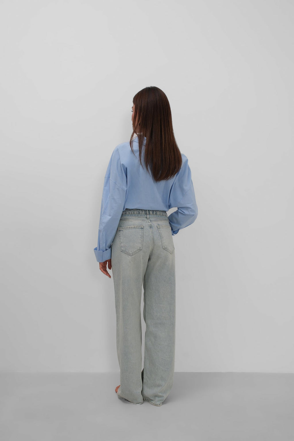 Sash Detail High Waist Light Blue Jeans