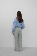 Sash Detail High Waist Light Blue Jeans