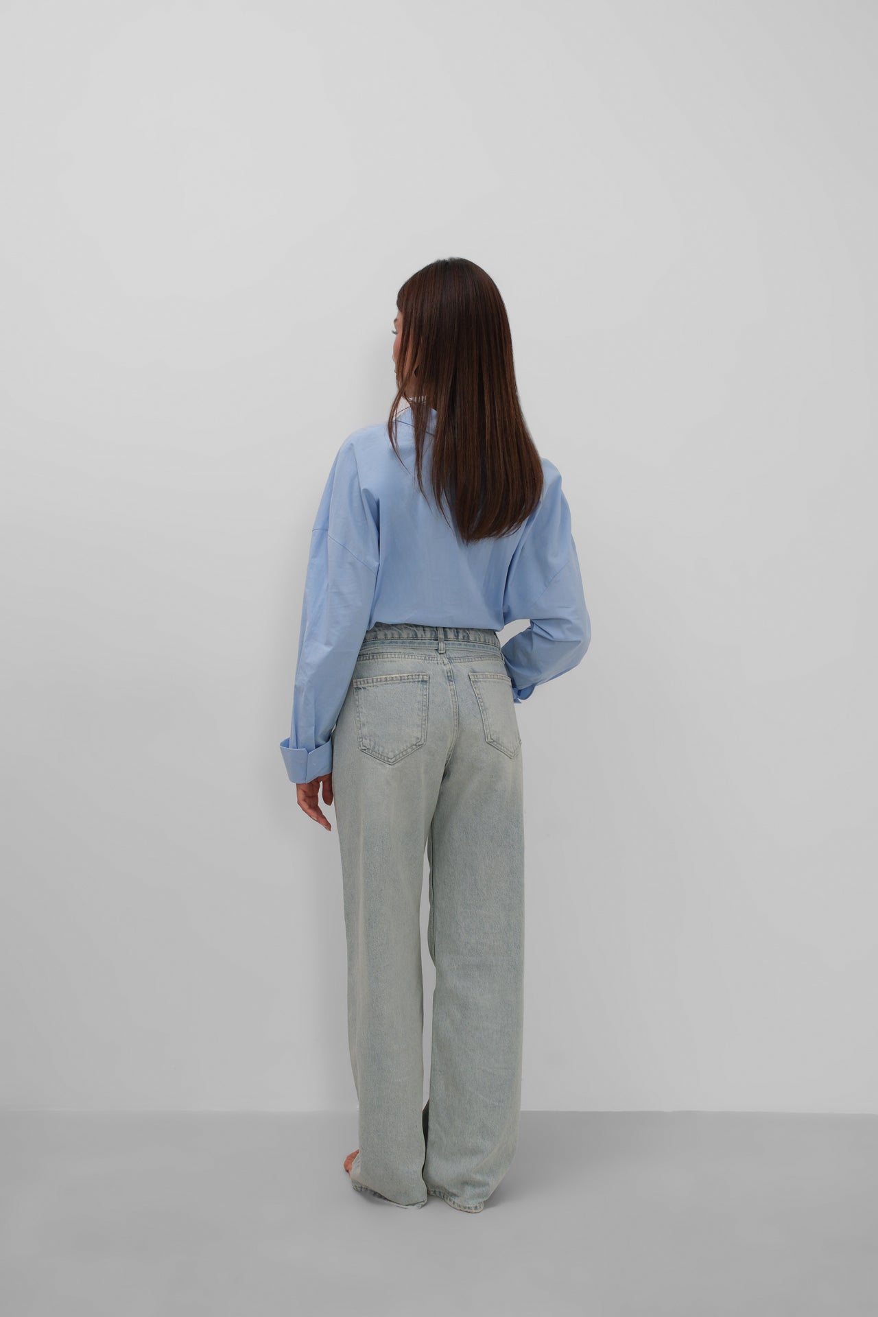 Sash Detail High Waist Light Blue Jeans
