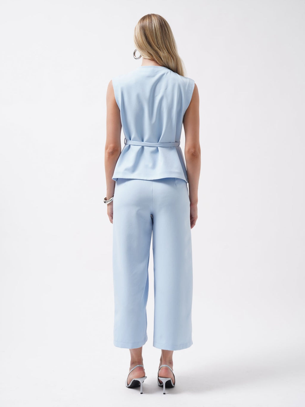 Sash Detail Woven Blue Vest