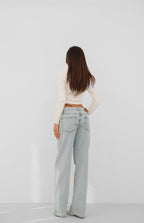 Elastic Detay Light Blue Low Waist Jeans