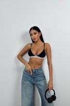 Elastic Detay Black Sporcu Bra