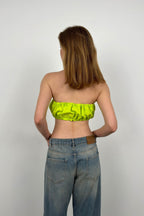 Elastic Detay Lime Strapless Crop