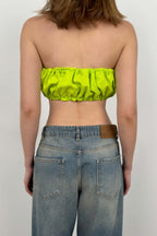 Elastic Detay Lime Strapless Crop
