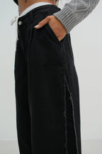 Elastic Boxer Low Waist Gray Jeanss Two-Piece Set