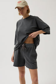 Laser Cut Lace Detail Anthracite Shorts