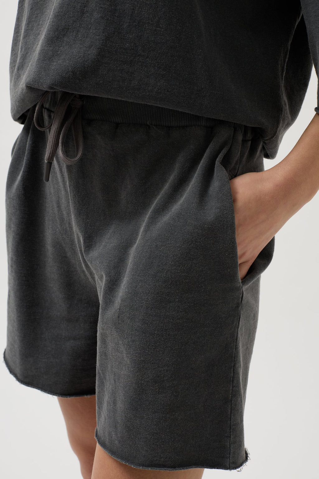 Laser Cut Lace-Up Detail Anthracite Shorts