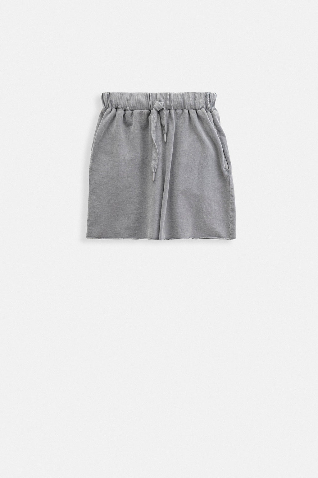 Laser Cut Lace-Up Detail Gray Shorts