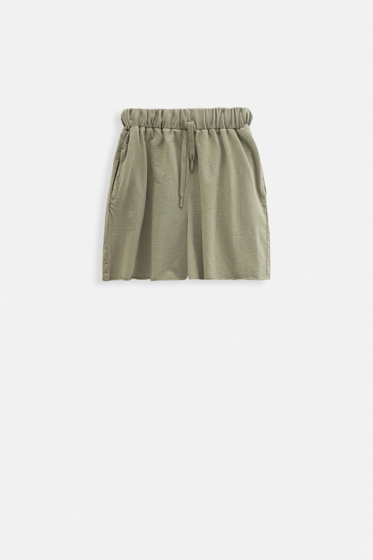 Laser Cut Lace-Up Detail Khaki Shorts