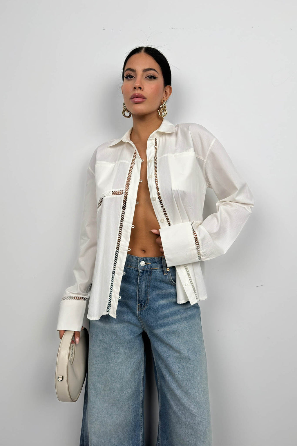 Laser Cut White Shirt