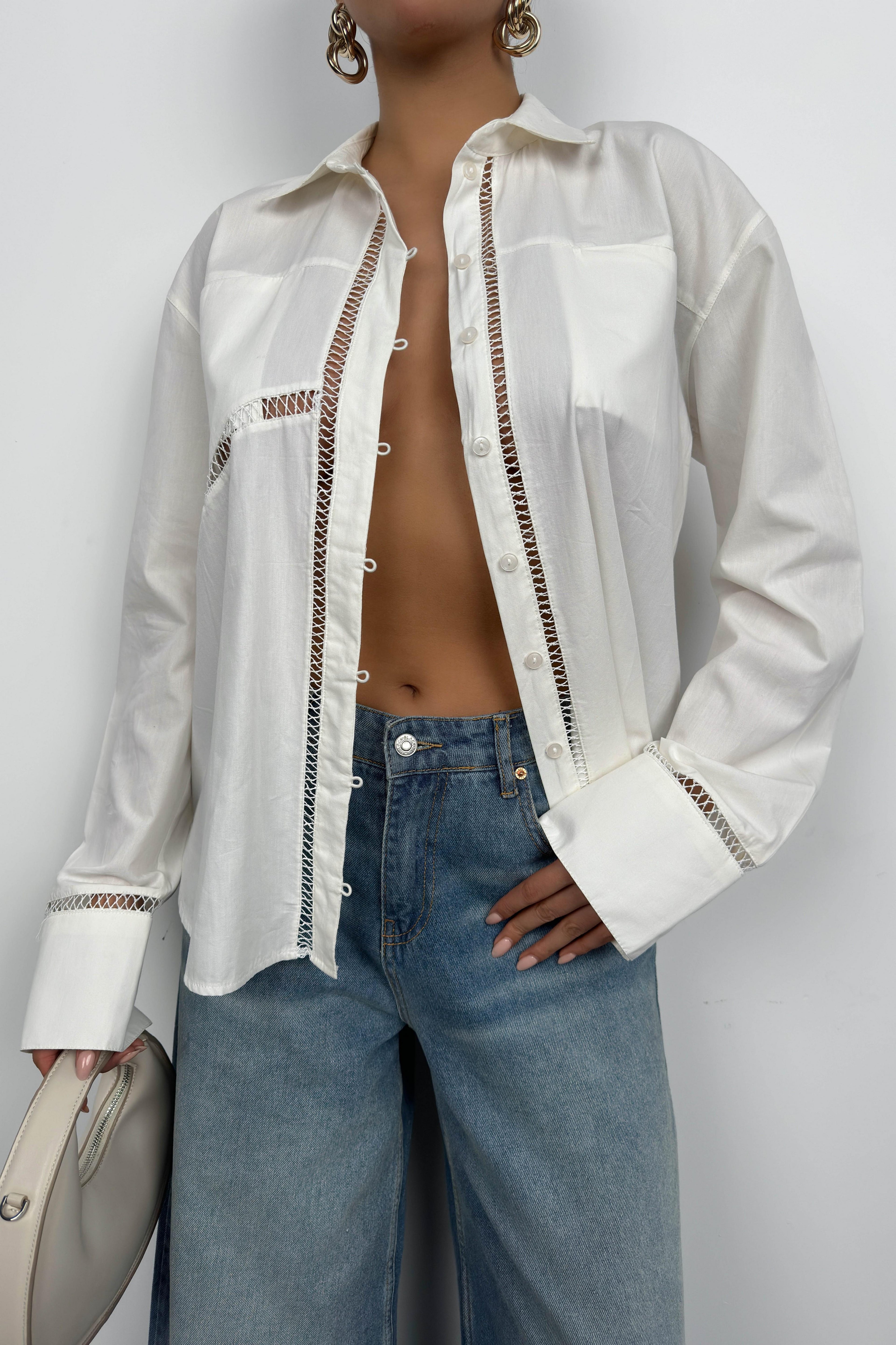 Laser Cut White Shirt