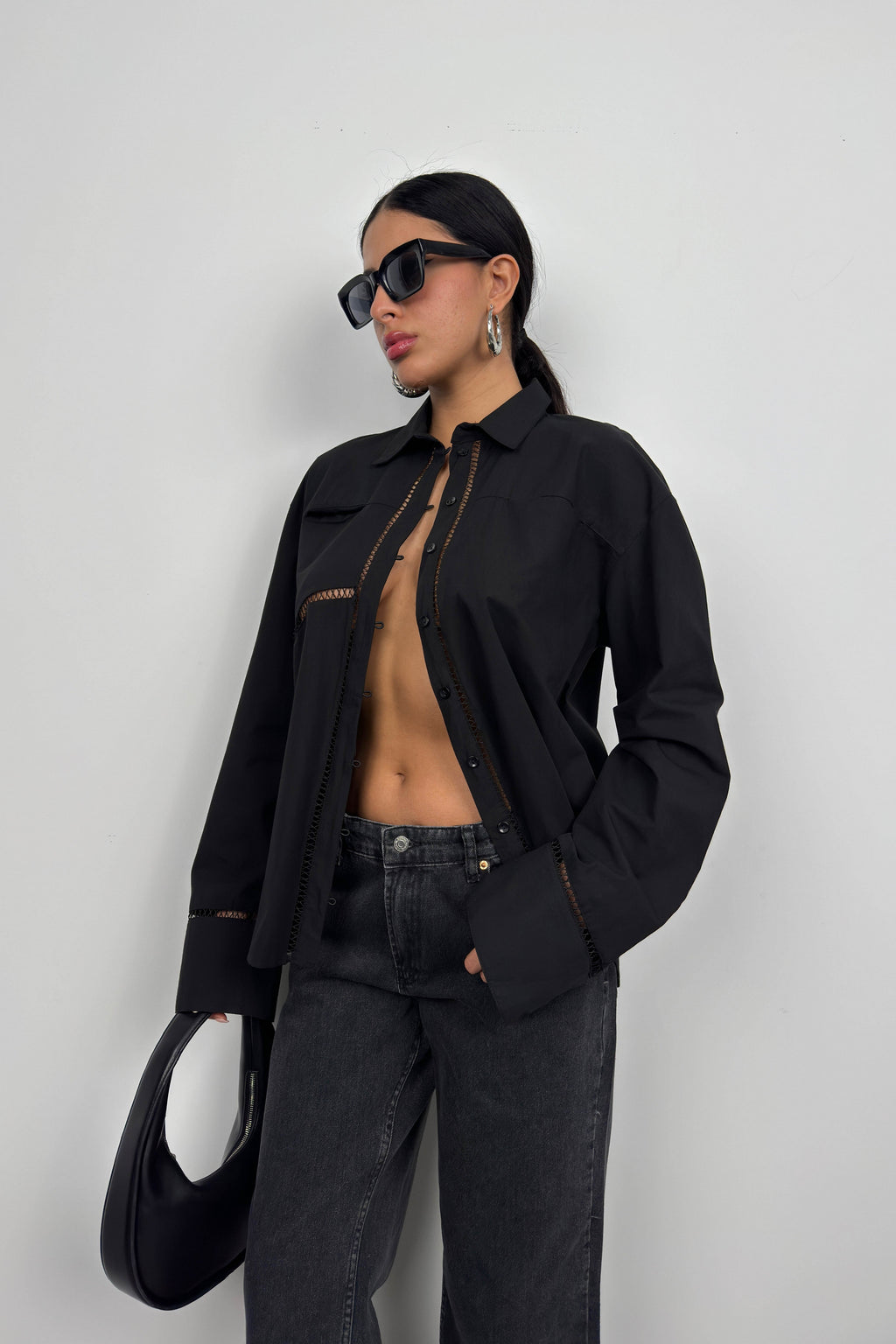Laser Cut Black Shirt