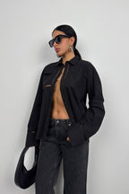 Laser Cut Black Shirt