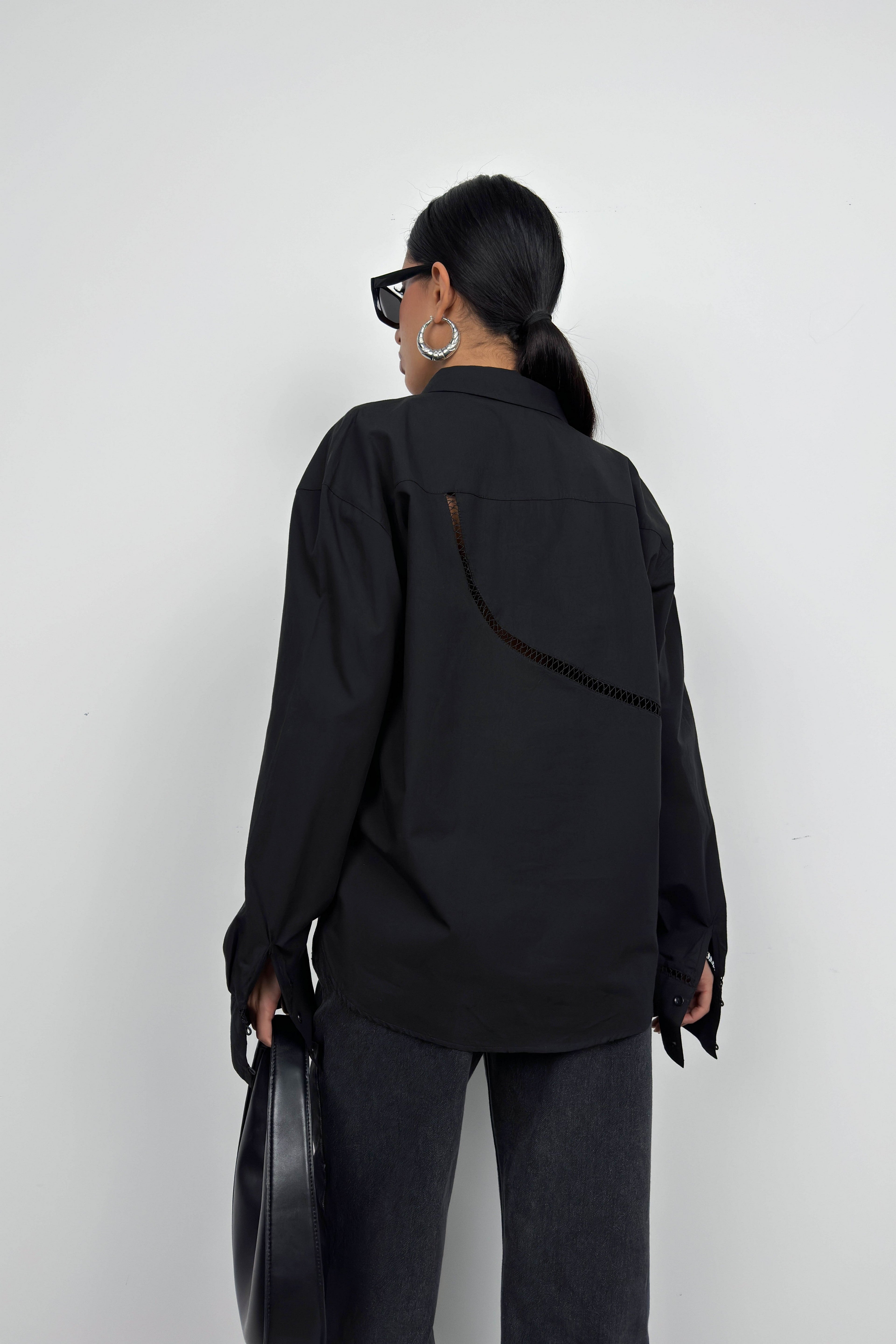 Laser Cut Black Shirt