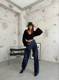 Laser Cut Black Knit Sweater