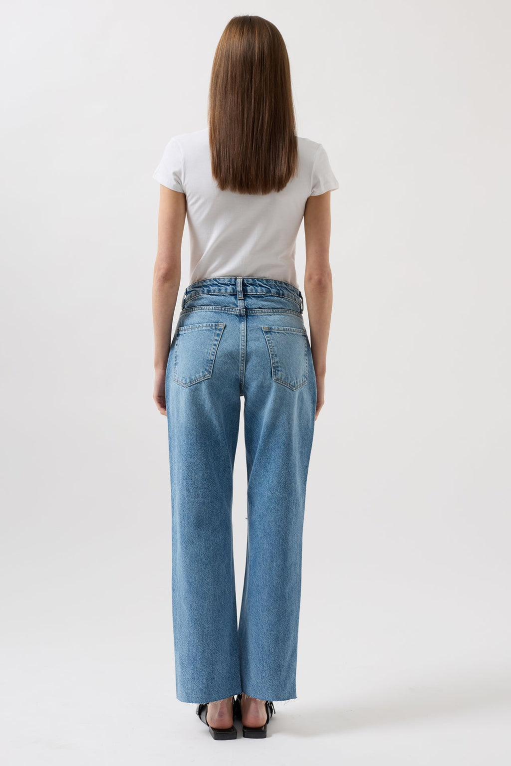 Laser Cut High Waist Blue Jeans