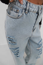 Laser Ripped Ice Blue Jeans