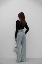 Laser Ripped Ice Blue Jeans