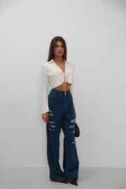 Laser Ripped Blue Jeans