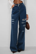Laser Ripped Blue Jeans