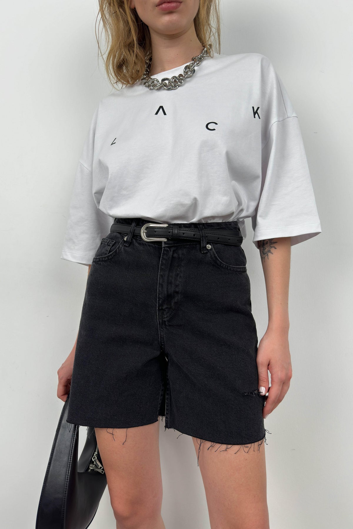 Laser Gray Denim Shorts