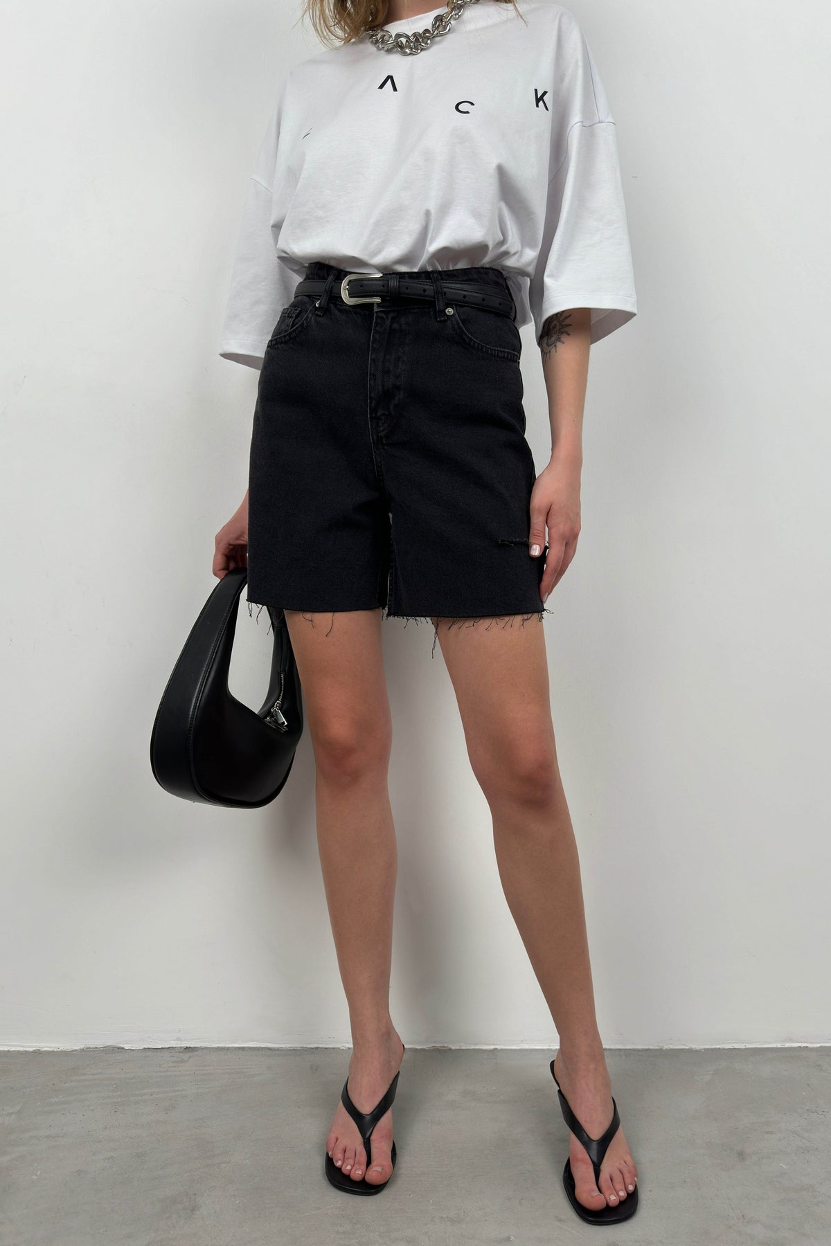 Laser Gray Denim Shorts